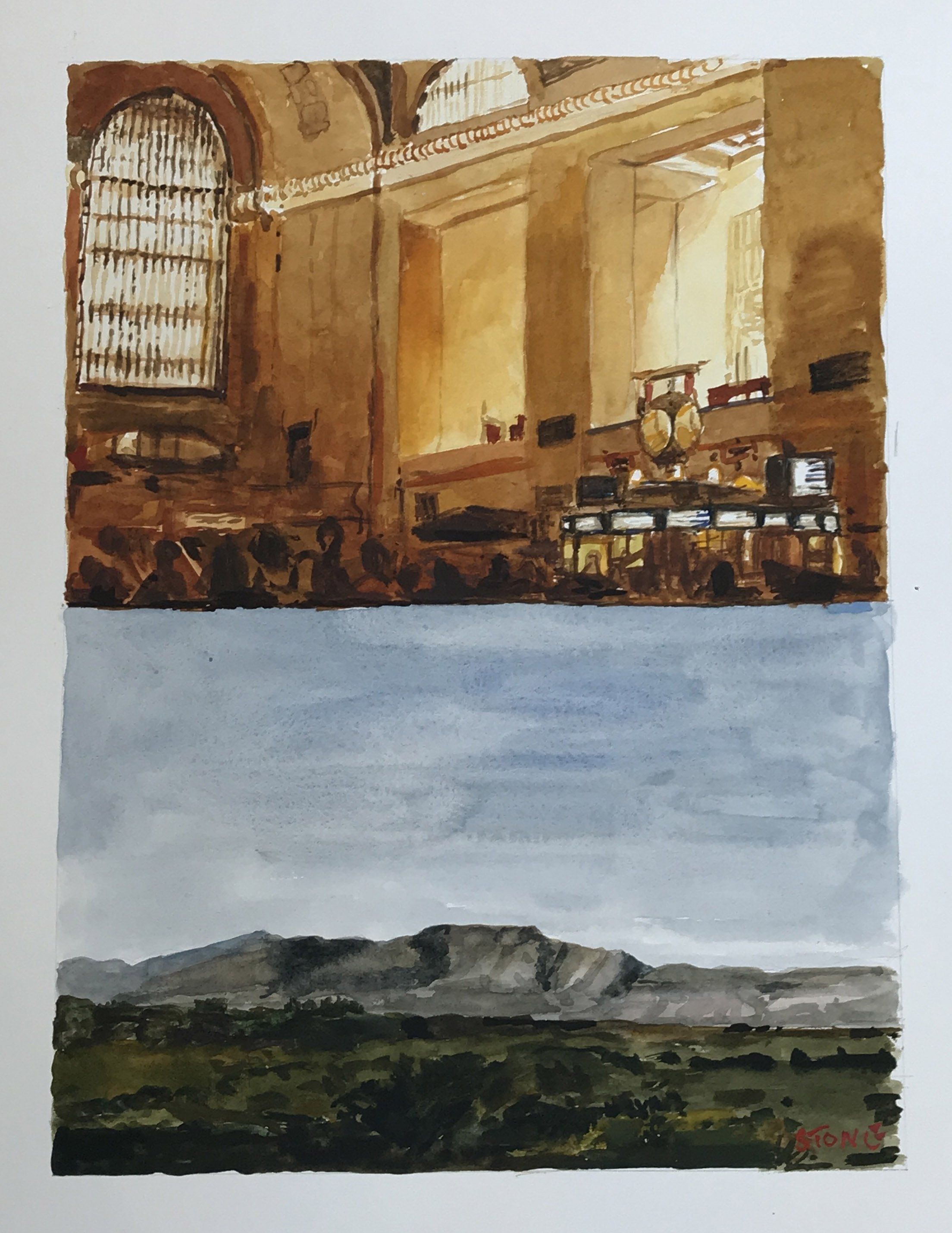 Simon Stone, Grand Central Station..., Watercolour
