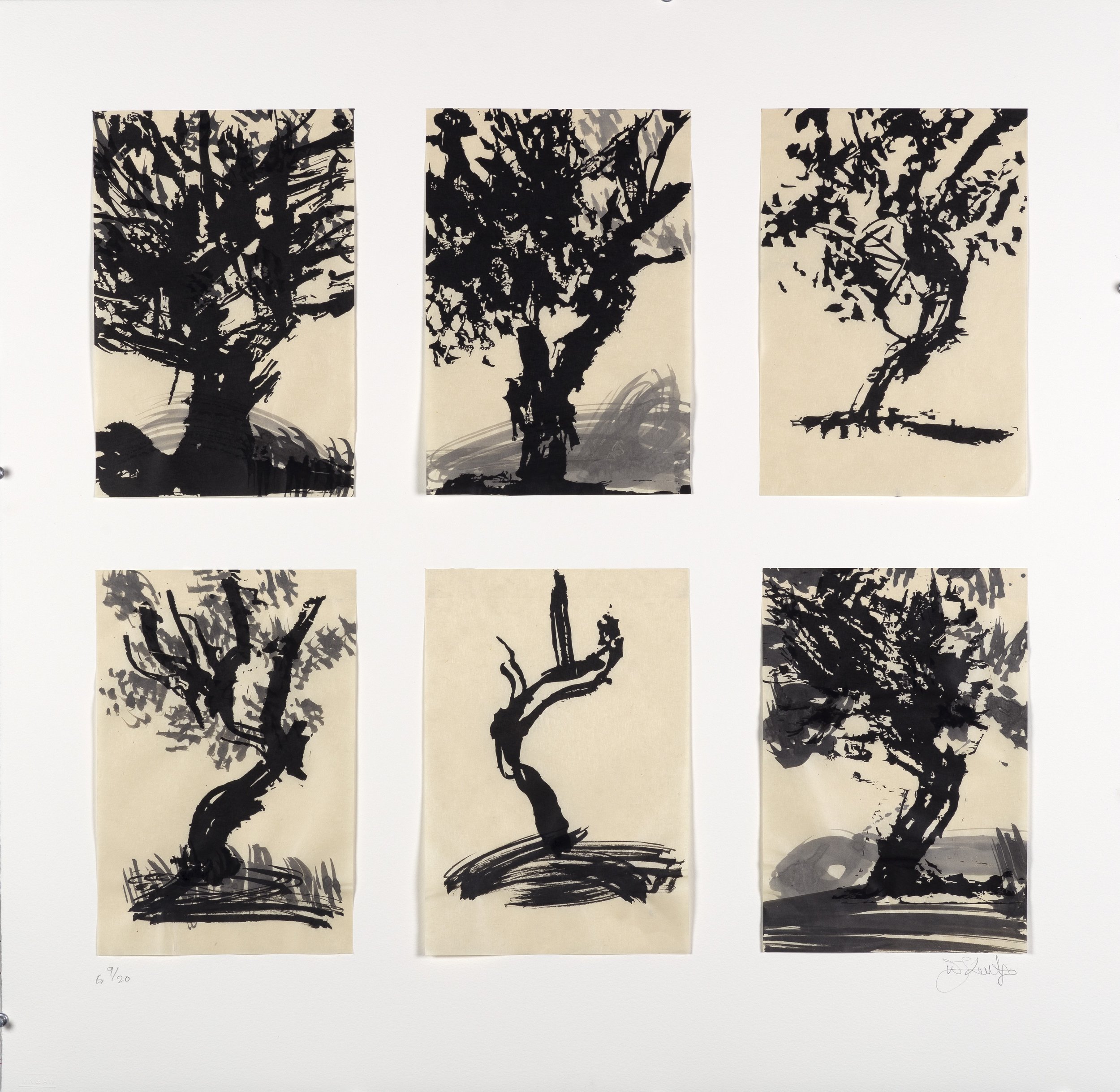 William Kentridge, 6 Trees of Sybil, lino cut