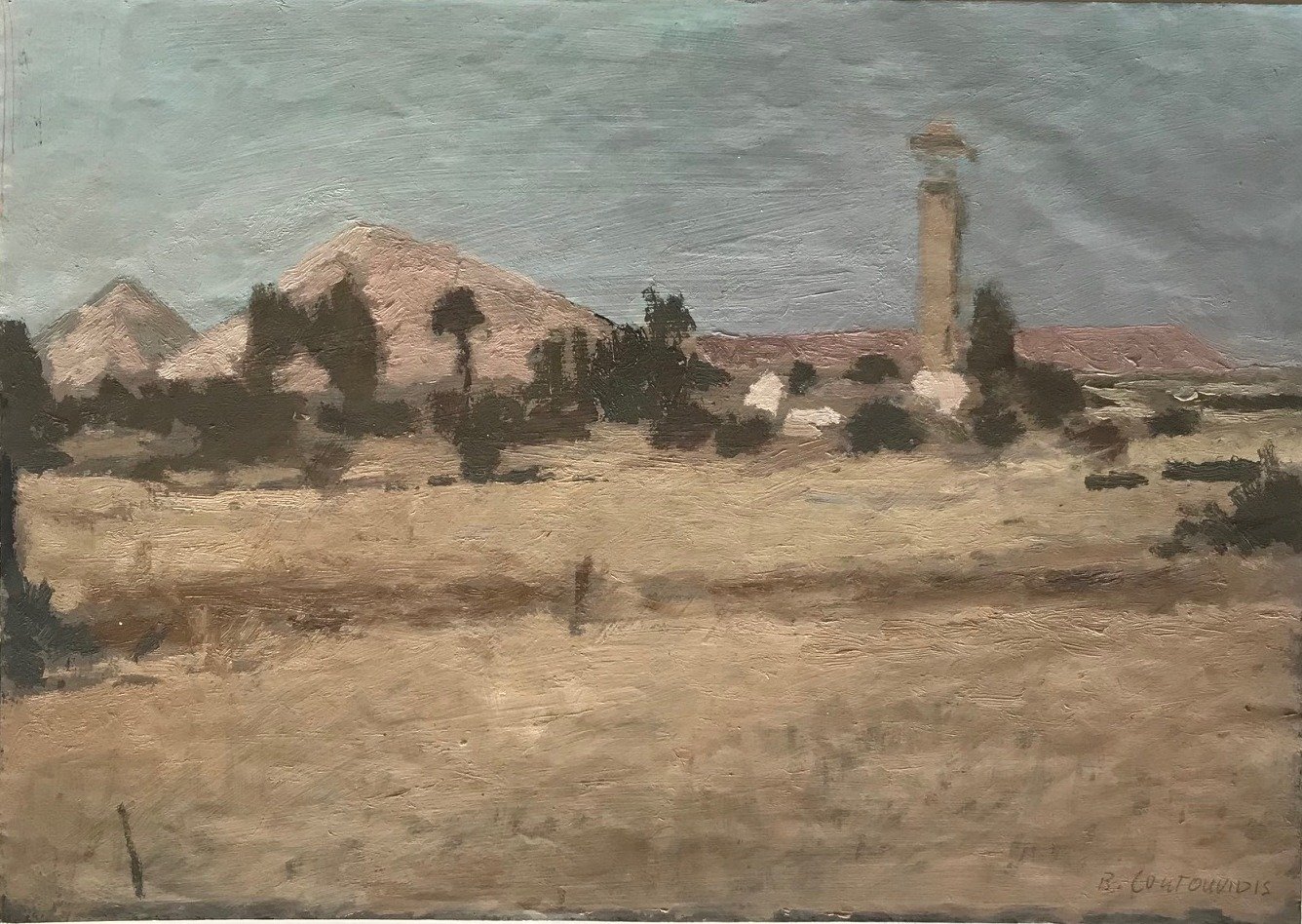 Ben Coutouvidis, Mine dump potschefstroom, Oil on Paper