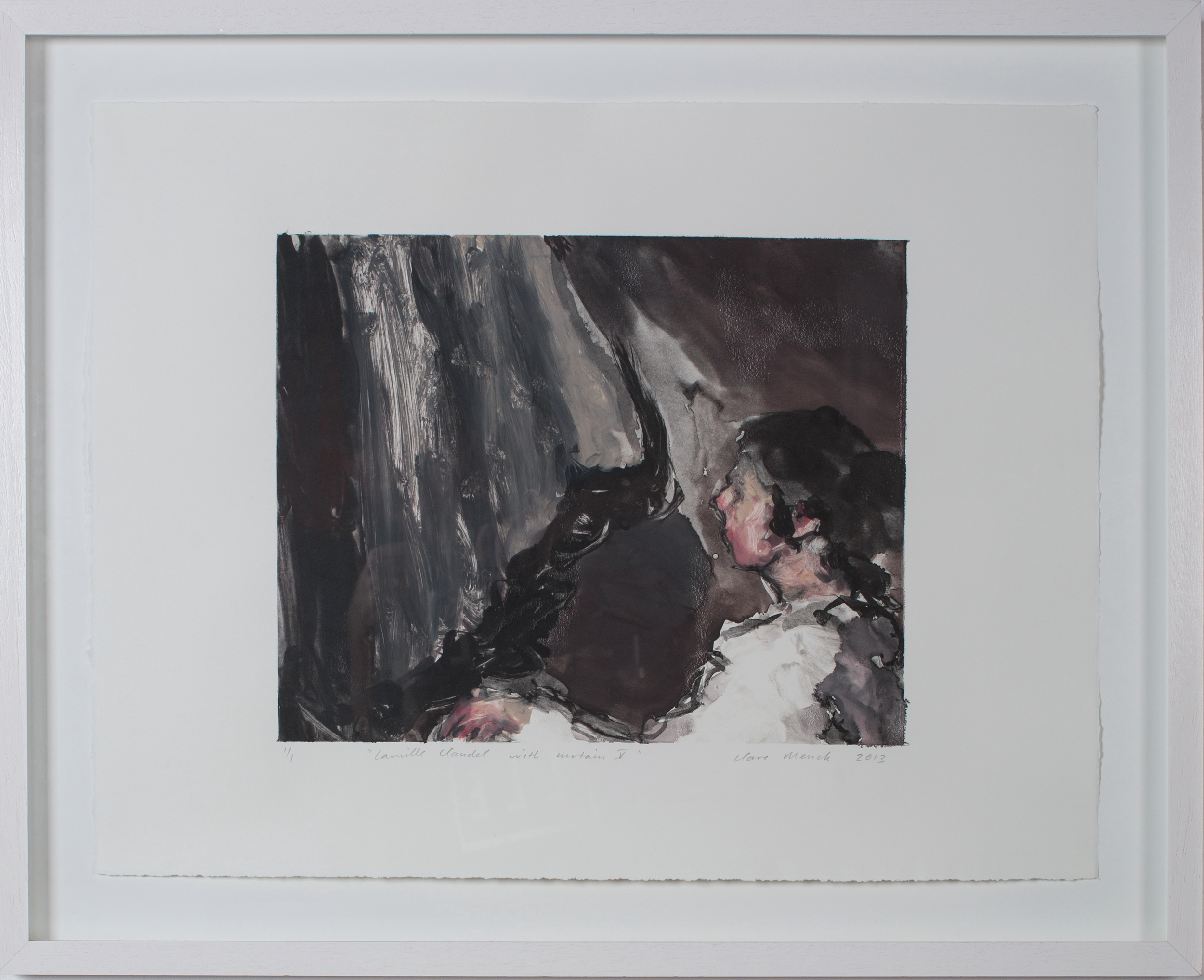 Clare Menck, Camille Claudel with Curtain IV, Monotype