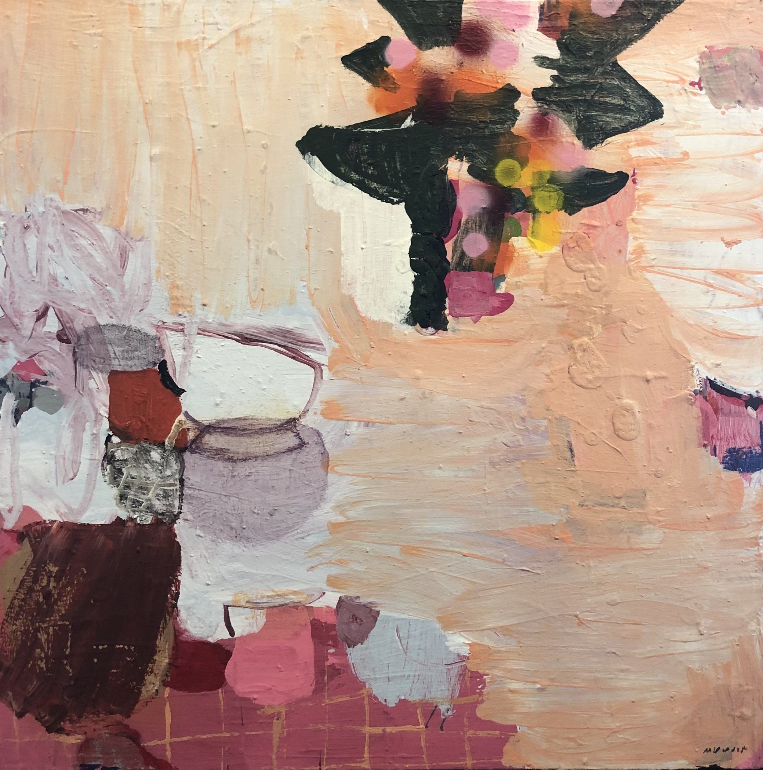 Mary Visser, Summer Table, , Wax Crayon and Oil Pastel on Canvas