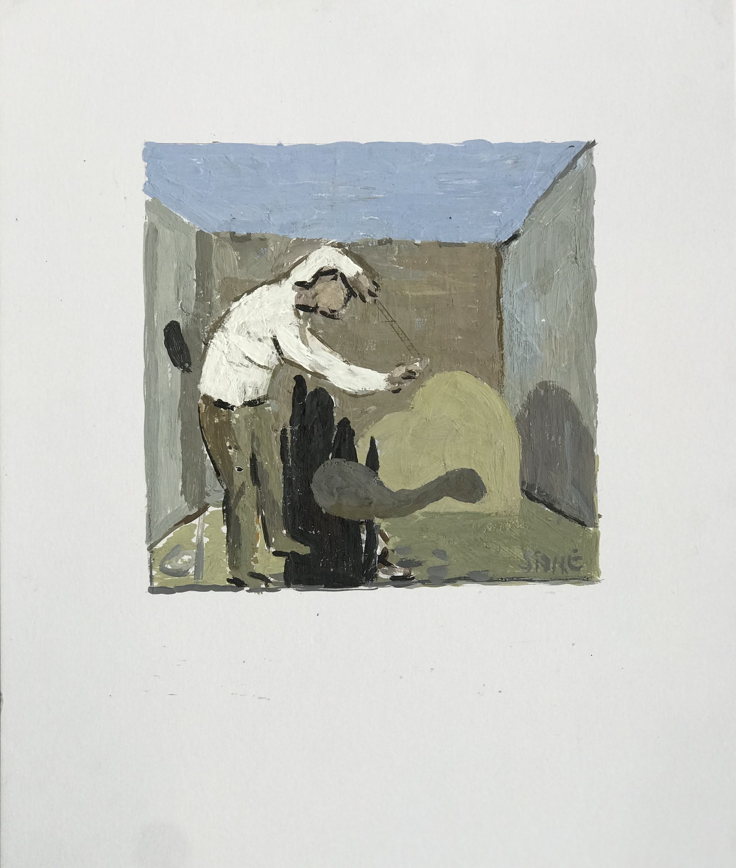 Simon Stone, Open Air Room, Encaustic on Card