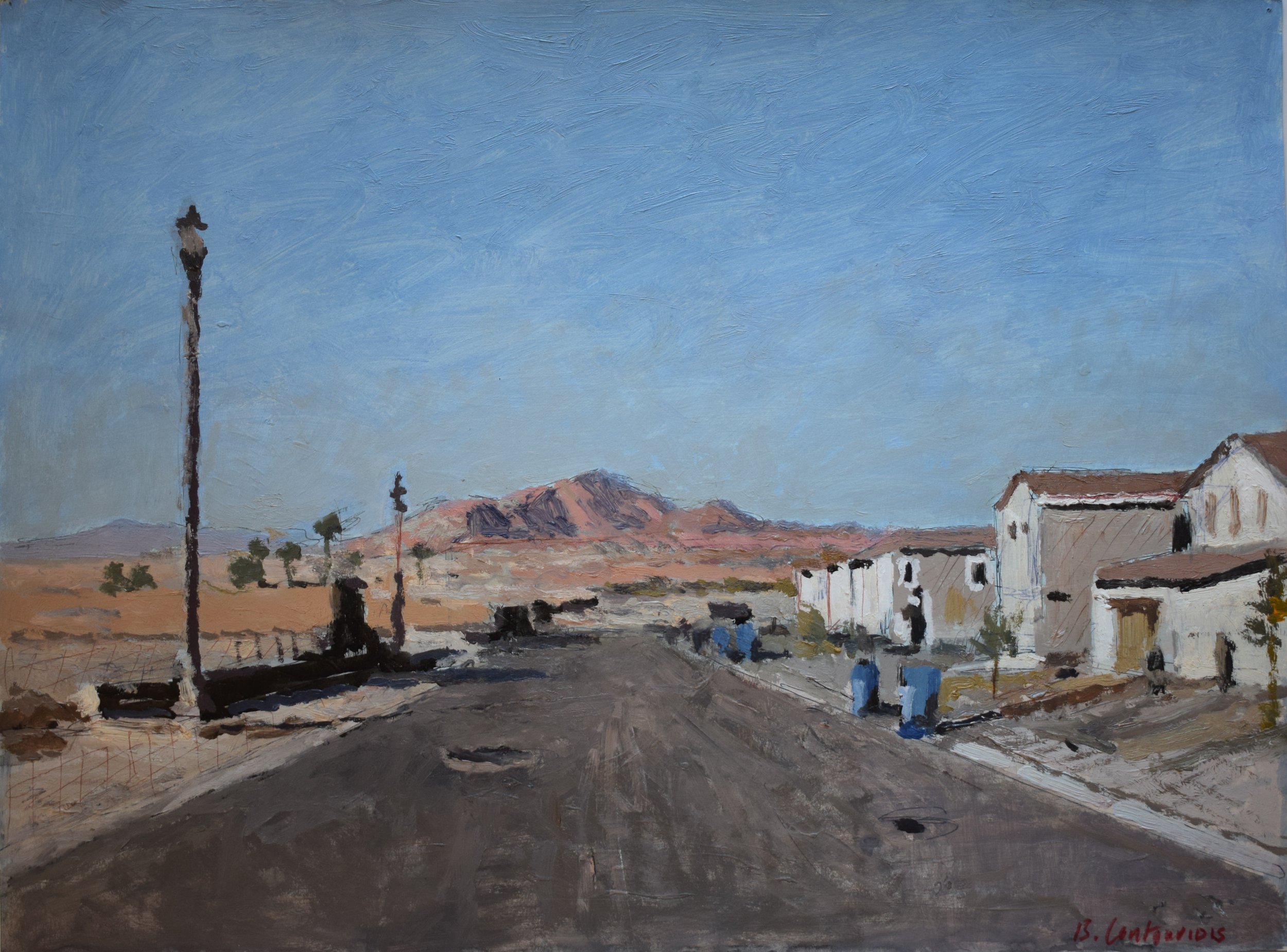 Ben Coutouvidis -  The Edge of Town, Oil on Paper