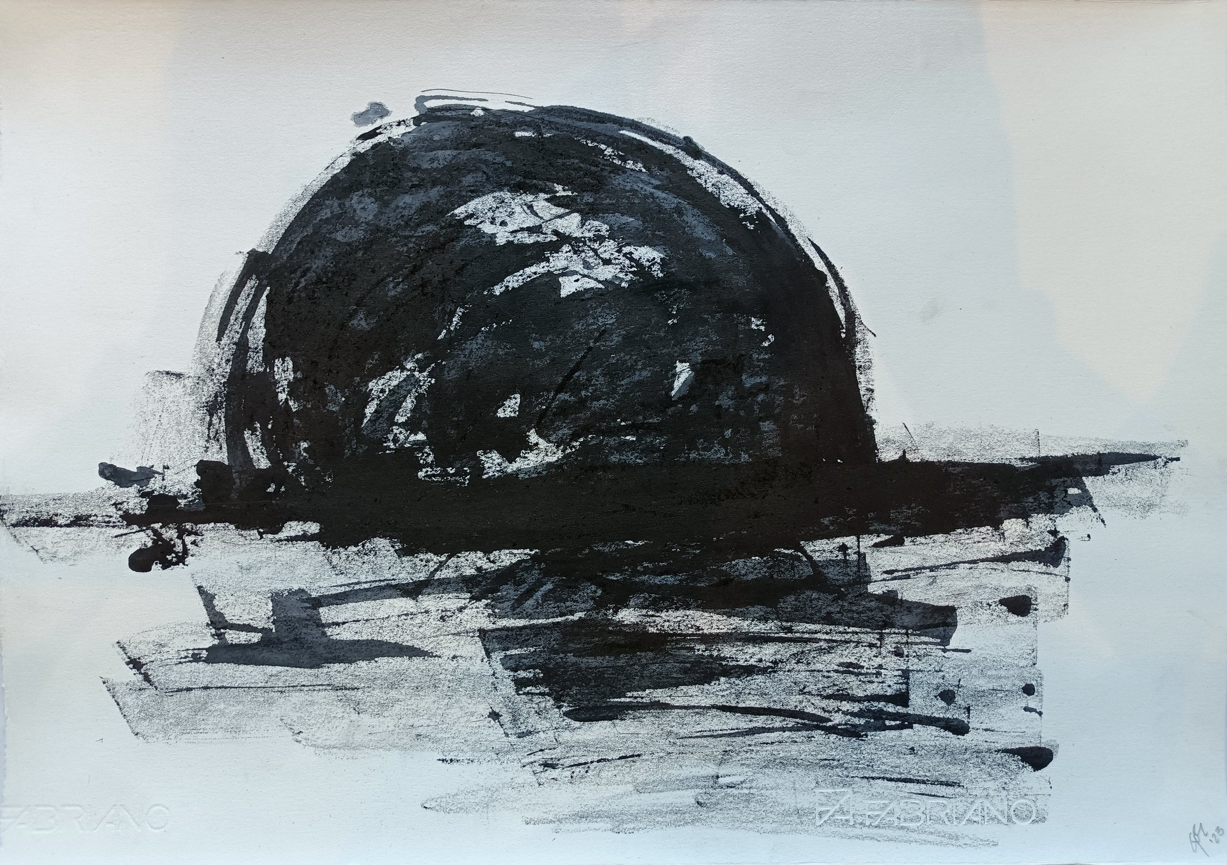Gwen Van Embden - Black Half Moon, Ink on Paper