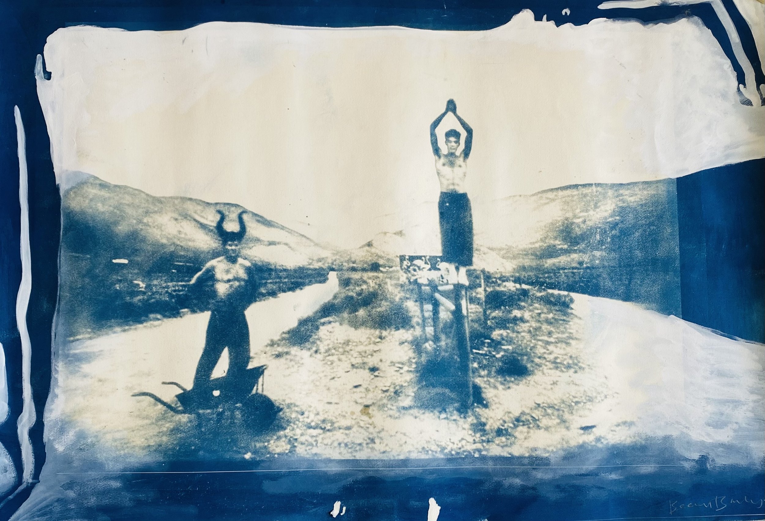 Beezy Bailey, Playing Fields, mono print on pure cotton paper, (size)