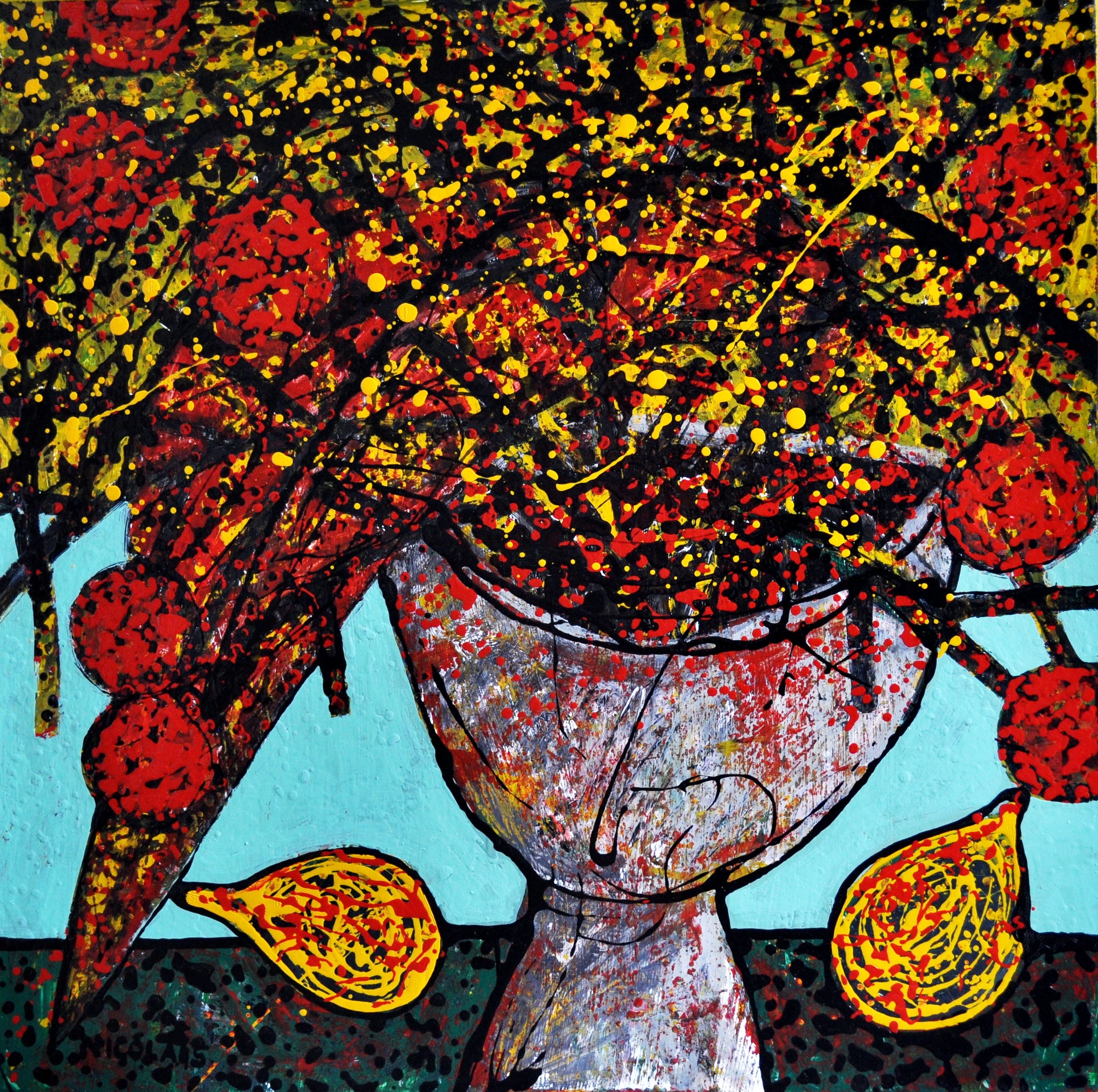Nicolaas Maritz - Pomegranite and Lemon View 2018, Enamel on Board