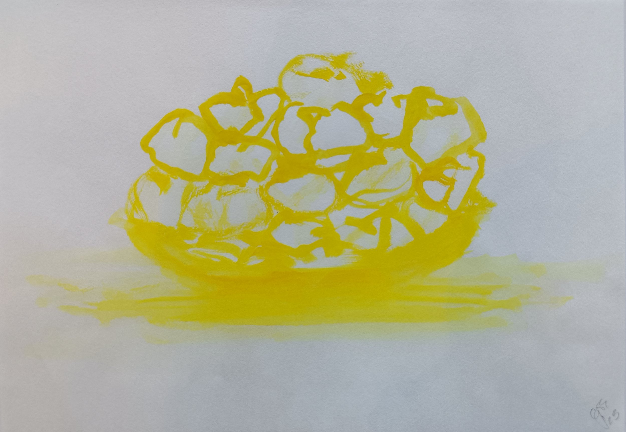 Gwen Van Embden - Drawing of Apples in colour on paper (Yellow)