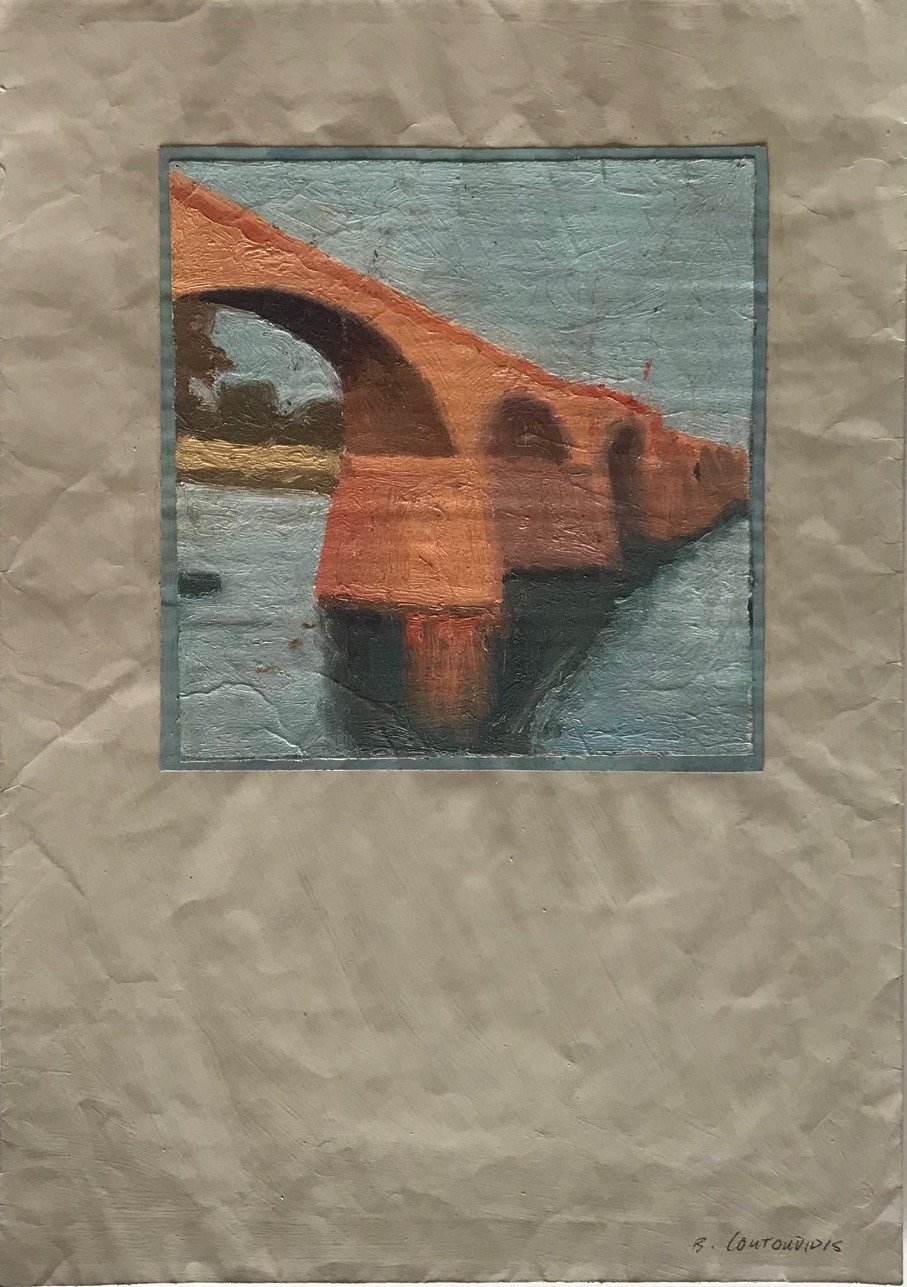 Ben Coutouvidis, Envelope bridge over orange river,  Oil on Paper