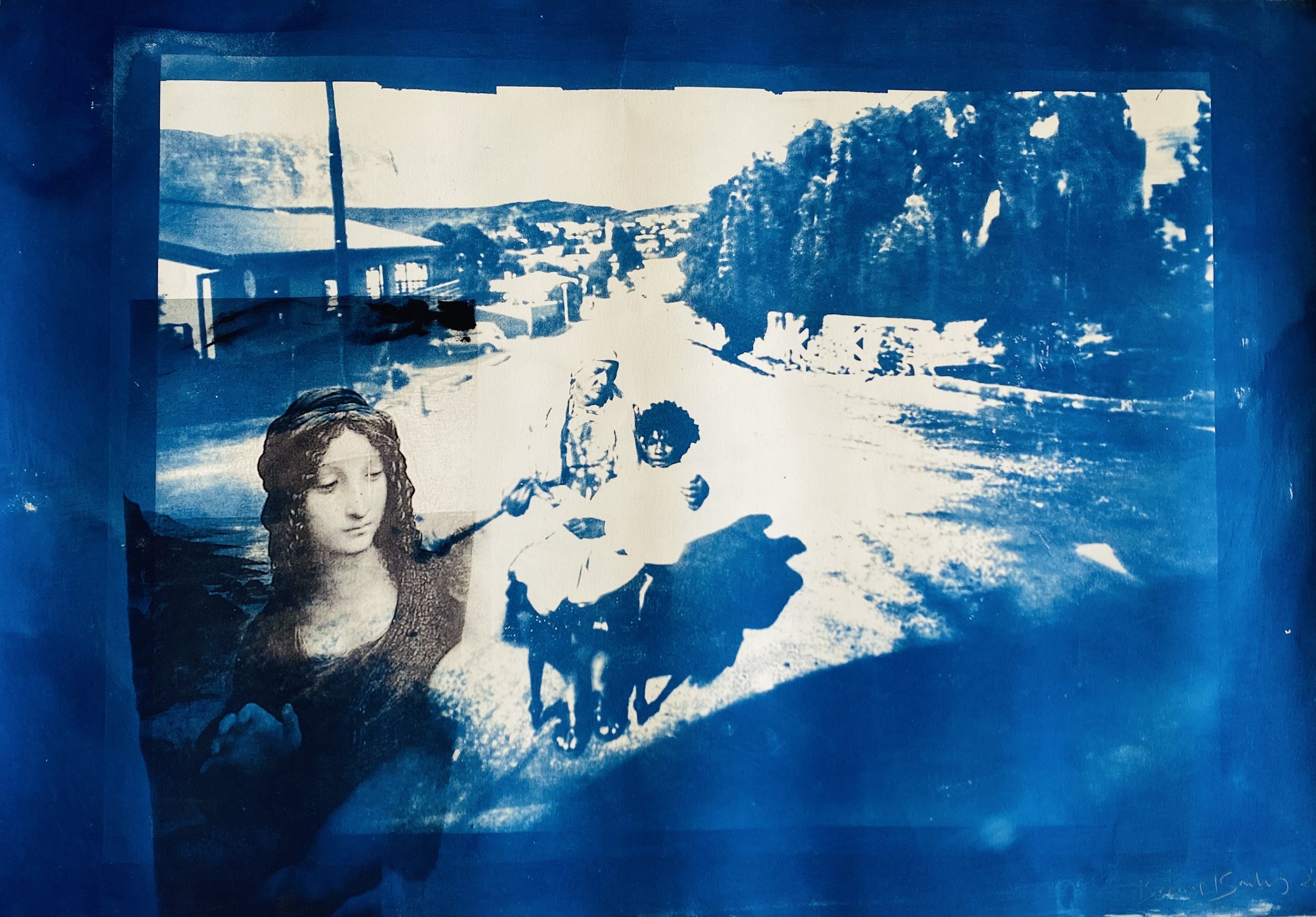 Beezy Bailey, Mother and Child, mono print on pure cotton paper