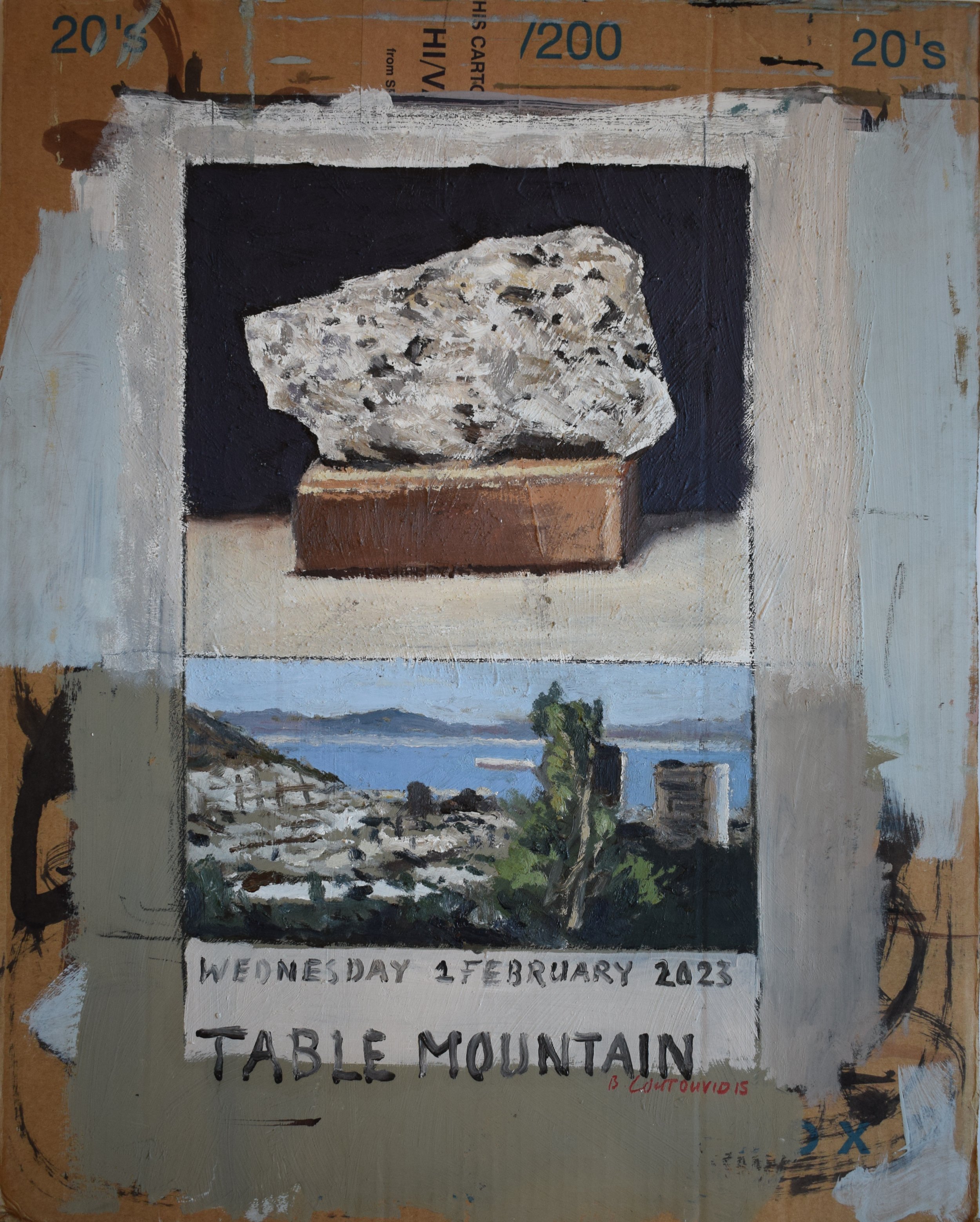 Ben Coutouvidis, Table Mountain and Granite, Oil on Cardboard